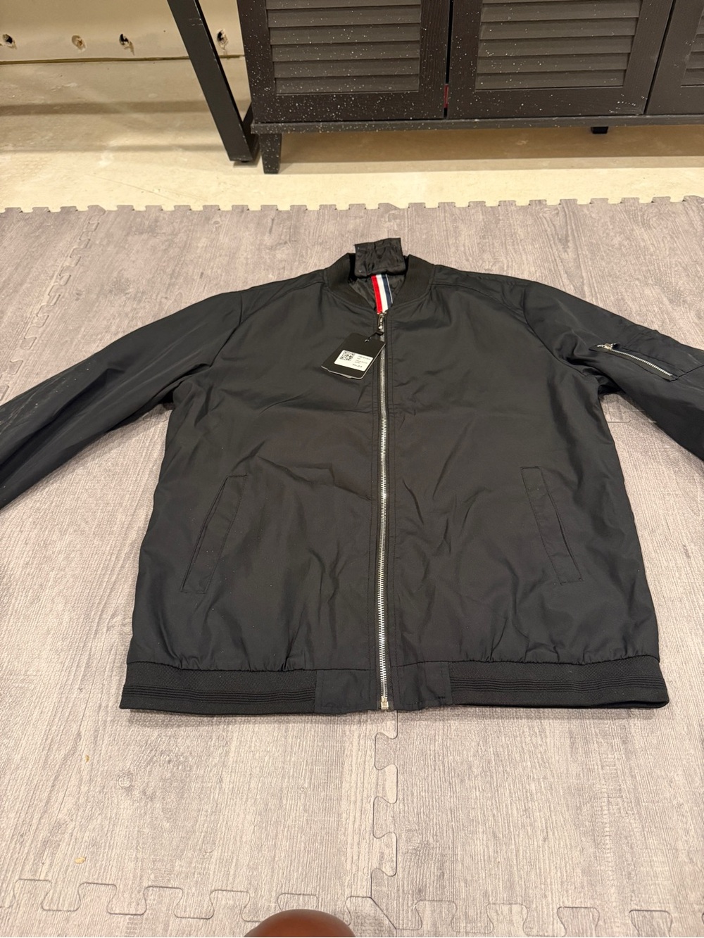 Tommy Hilfiger Black Bomber Jacket with Signature Trim